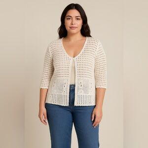 NWT White Crochet Women's Cardigan